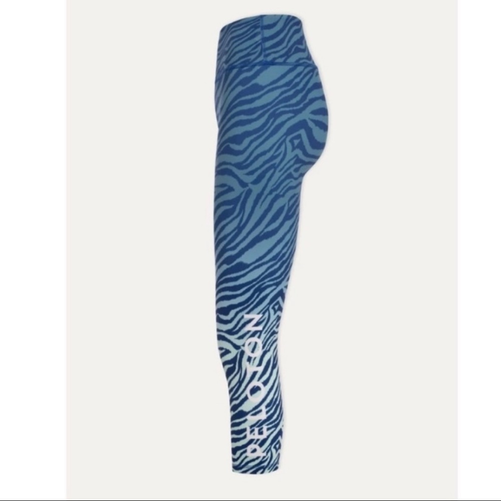 NWOT PELOTON Miami Fit-wear Jungle Blue Ombré Zebra capri leggings S